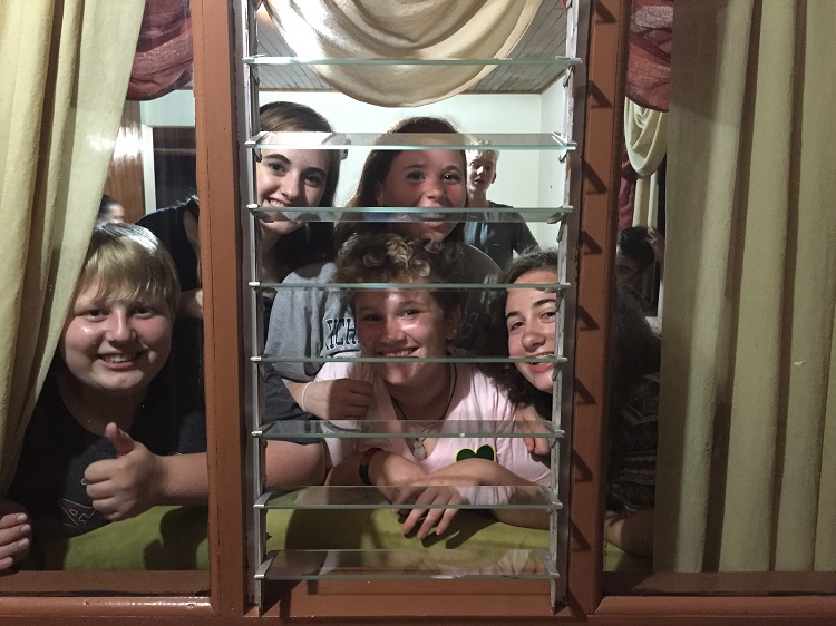 volunteers in window